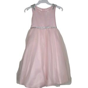NWT Petite Adele Girls Pink Ball Gown Dress 7-8 Beaded‎ Rhinestone Formal **FLAW